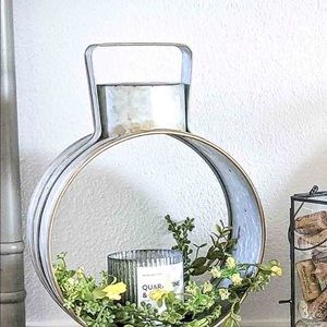 Habitation Box metal lantern. Candle and floral not included.